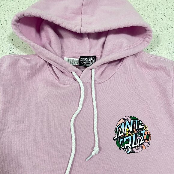 SANTA CRUZ Pink Hooded Sweatshirt / Hoodie | Waves, Flowers, Beach | WMNs Small - Picture 5 of 5
